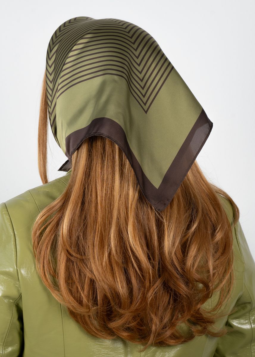 SUI AVA Classic Patterned Scarf Green Brown