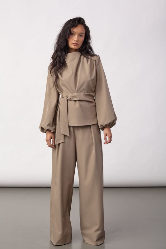 Cocouture Luna Pleat Pant Taupe