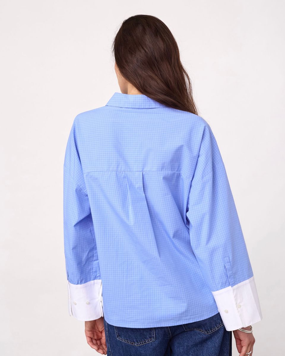 Cocouture Elona Check Cuff Shirt Pale Blue 