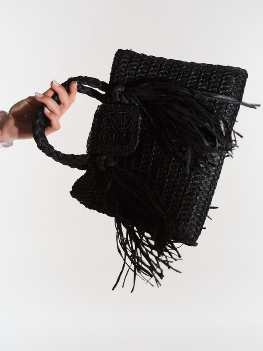 Ella and il Sigrid Straw Bag Black 