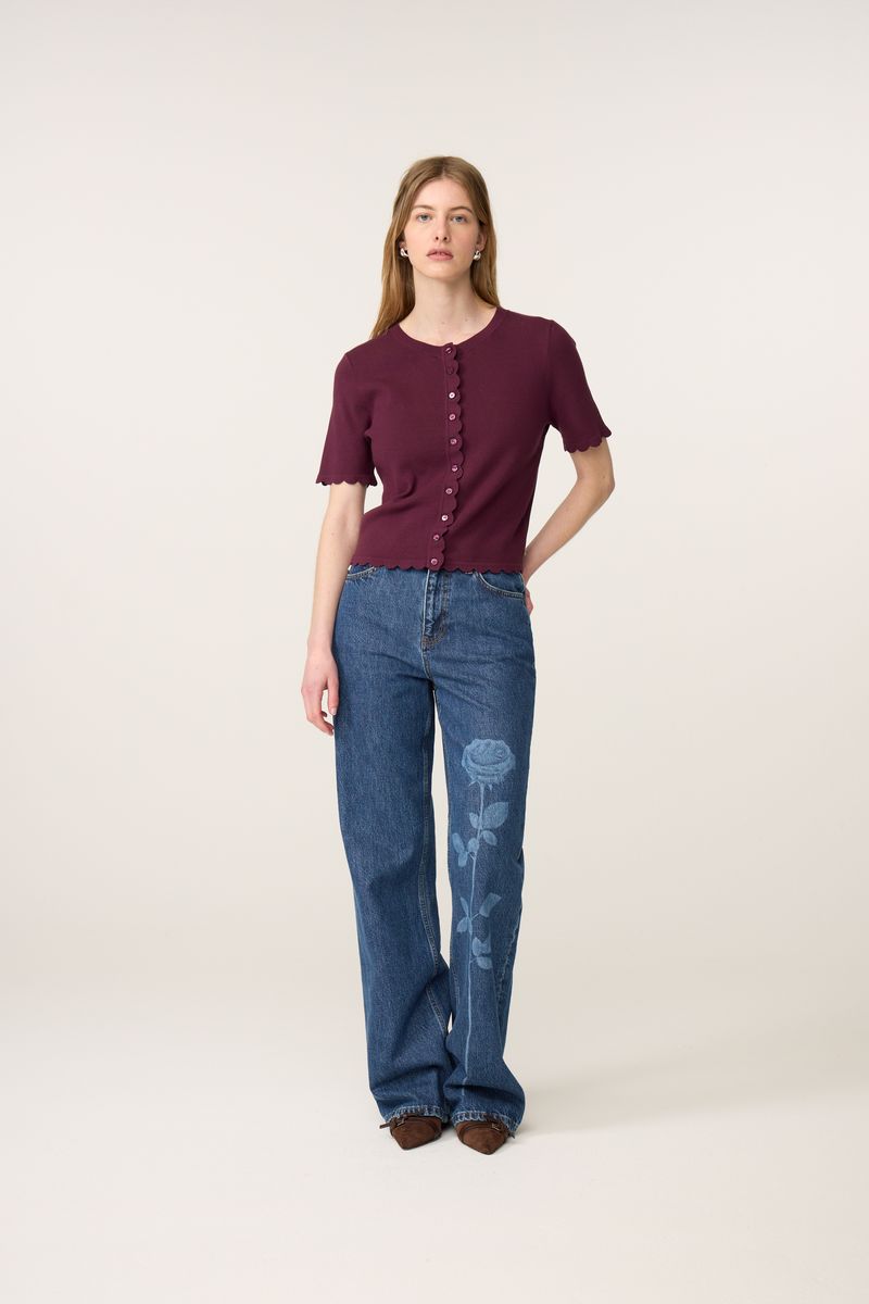 Fabienne Chapot Scarlett Short Sleeve Cardigan Brigitte Bordeaux 