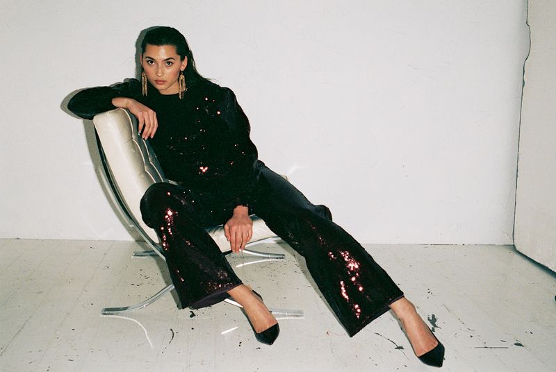 Ella and il Charlotte Sequin Pants Oxblood