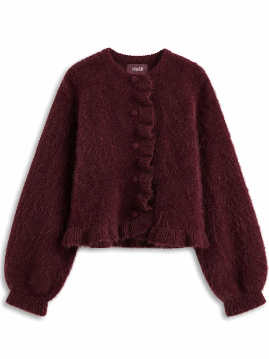 Ella and il Ana Chunky Cardigan Oxblood 