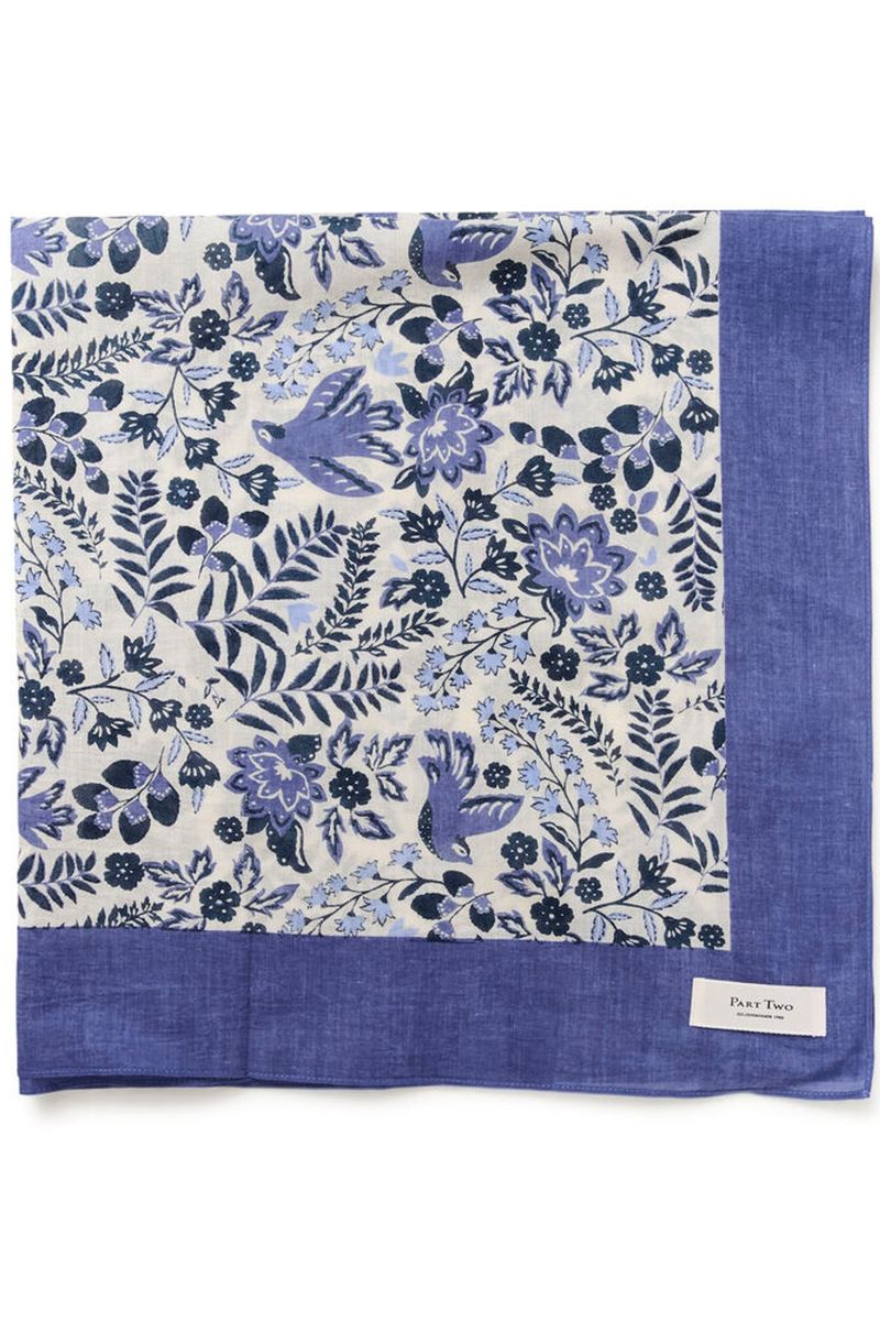 Part Two Phi Scarf Blue Bird Print 