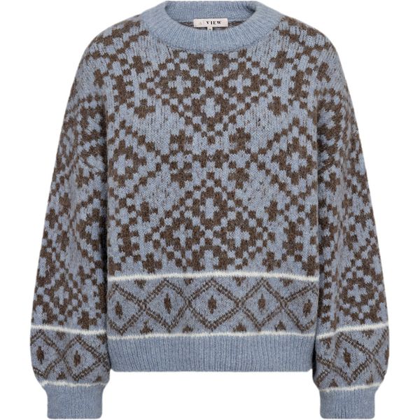 Hovedbilde A-view Luxana Knit Pullover Brown Blue