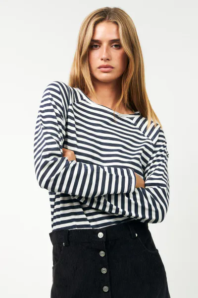 Hovedbilde Lollys Laundry Liva Tee Navy Stripe 