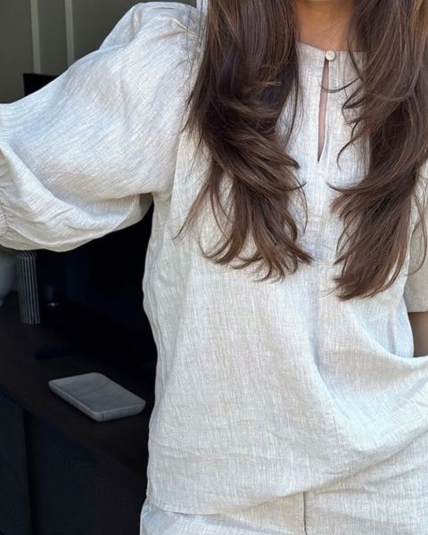 Hovedbilde Ella and il Anna Linen Top Beige Melange