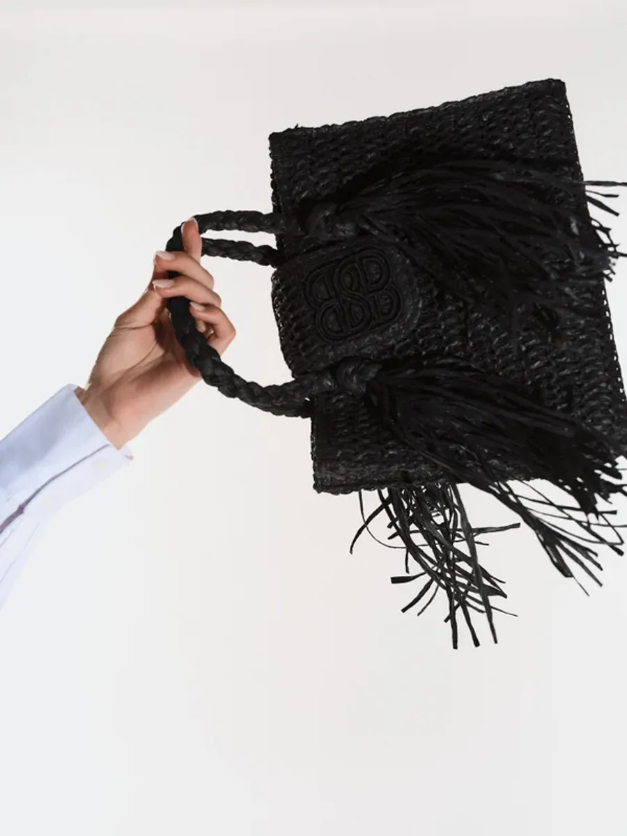 Ella and il Sigrid Straw Bag Black 