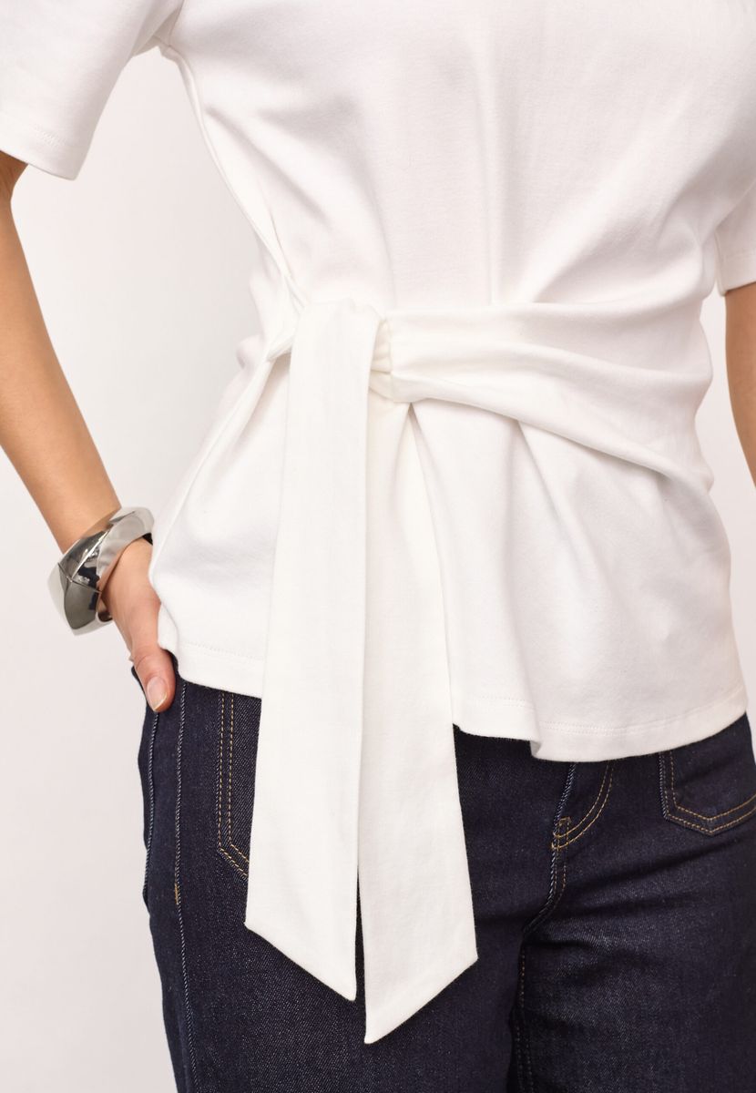 Cocouture Oriane Pleat Tie Tee White