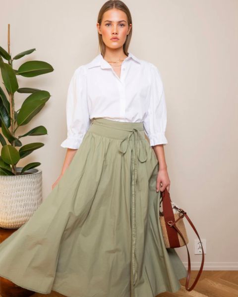 Bilde av MISSMAYA Astrid Skirt Sage Poplin 