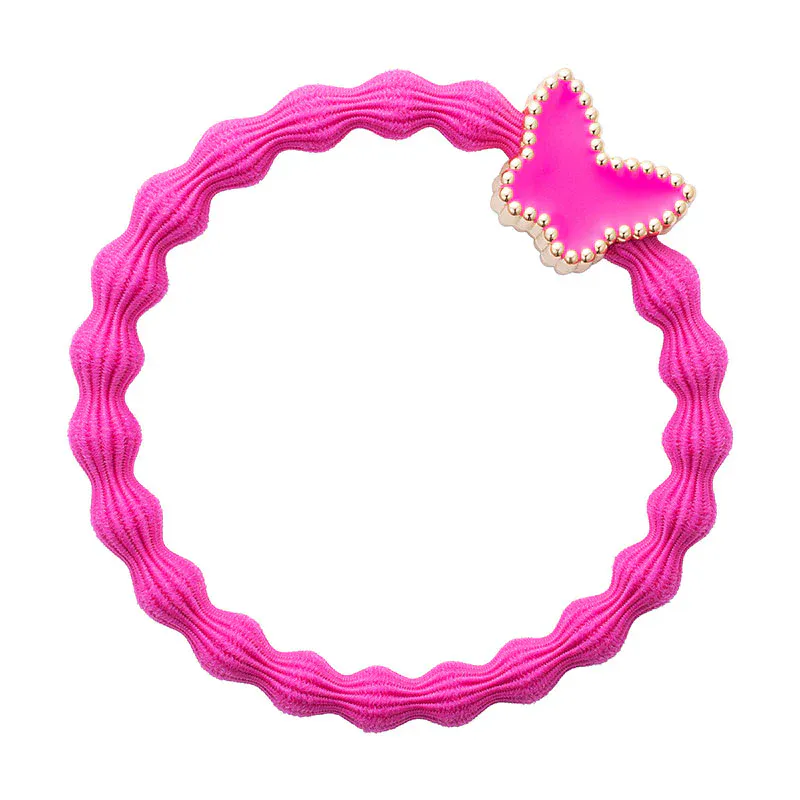 By Eloise Hårstrikk/Armbånd Enamel Gold Butterfly Fuchsia