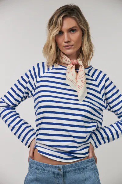 Hovedbilde Lollys Laundry Liva Tee Neon Blue Stripe 