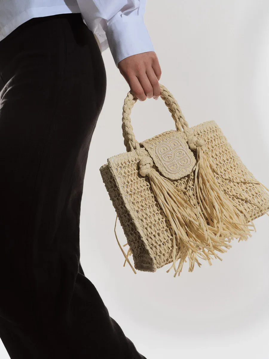 Ella and il Sigrid Straw Bag Beige 