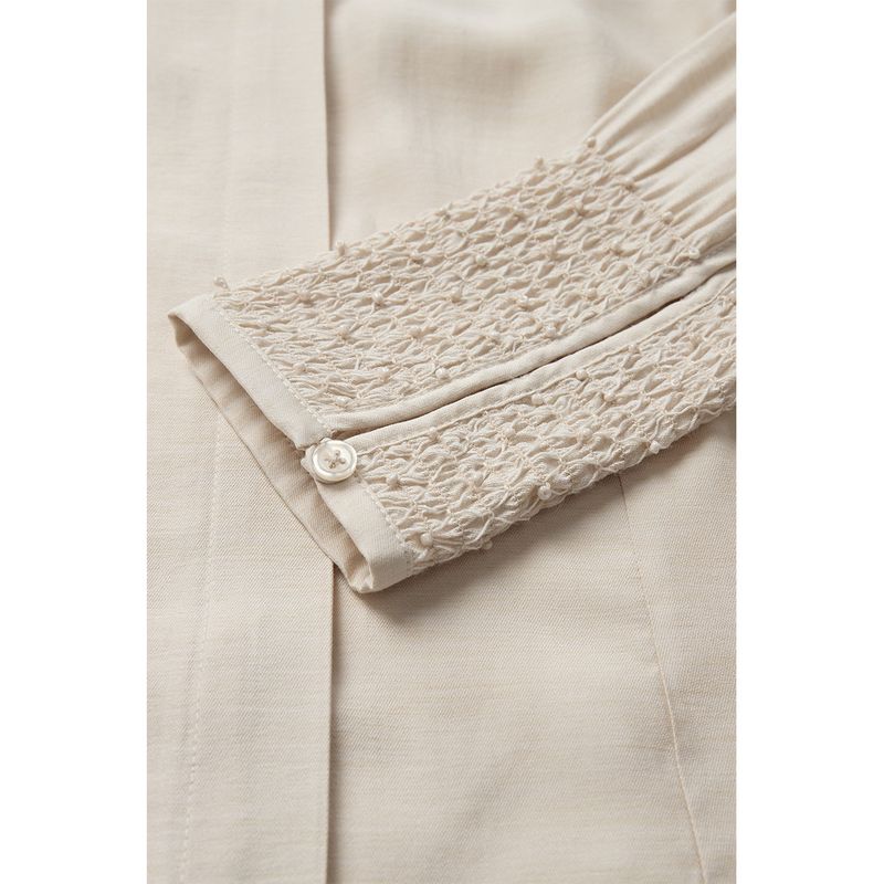Pieszak Viola Beaded Shirt Oyster White Melange