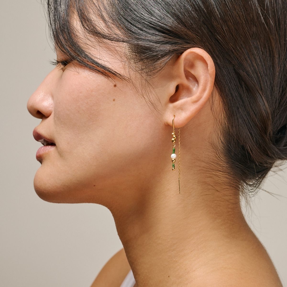 Enamel Earrings Nara Miyuki Khaki 