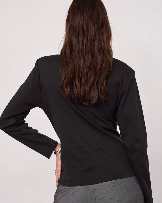 Cocouture Oriane Pleat Tie Longsleeve Tee Black